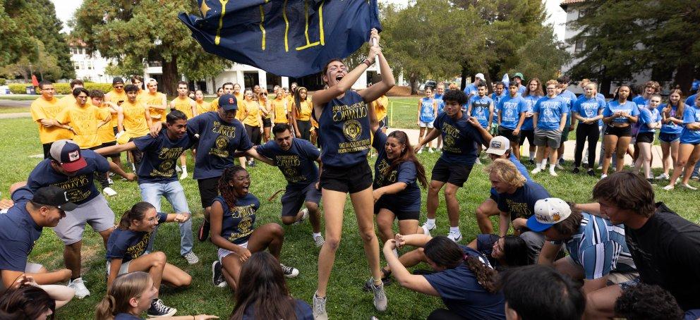 Students from Mitty Hall Cheer at First Year Olympics